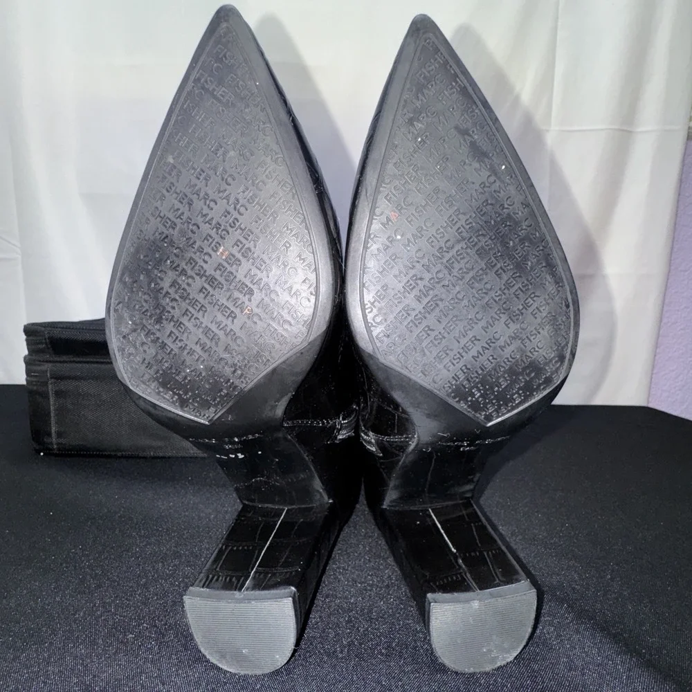 Marc Fisher Boots  Black Tall LTD‎ Giancarlo 2 Crocodile Women's sz 8.5